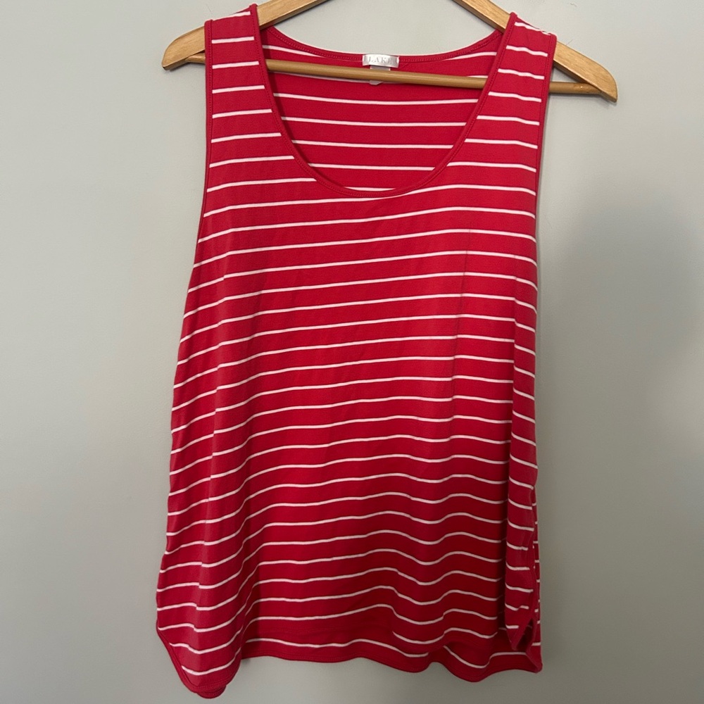 Sleeveless Red & White Striped Women's Tank Top - Casual Pajama Layer